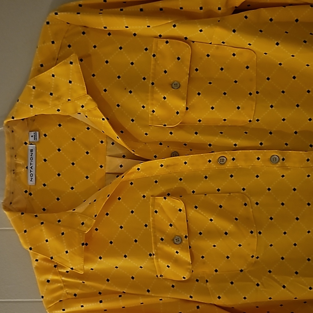 Women's yellow and black button up blouse. Size Small - Picture 3 of 8
